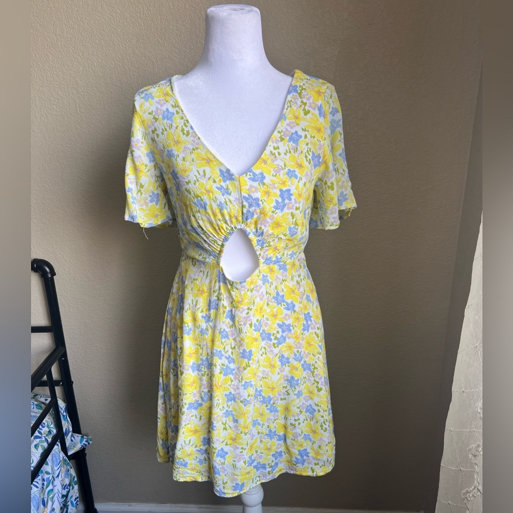 GB yellow and blue floral mini dress | small